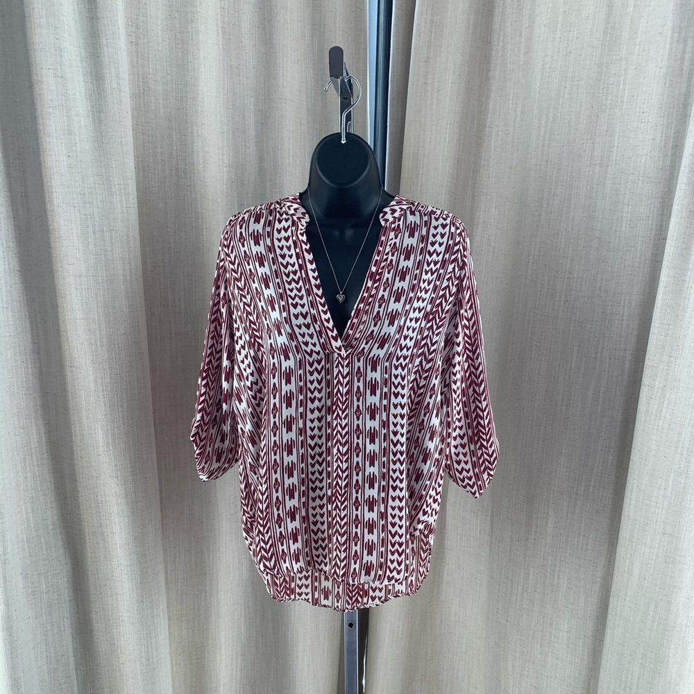 LUSH red/rust tribal print long-sleeve top